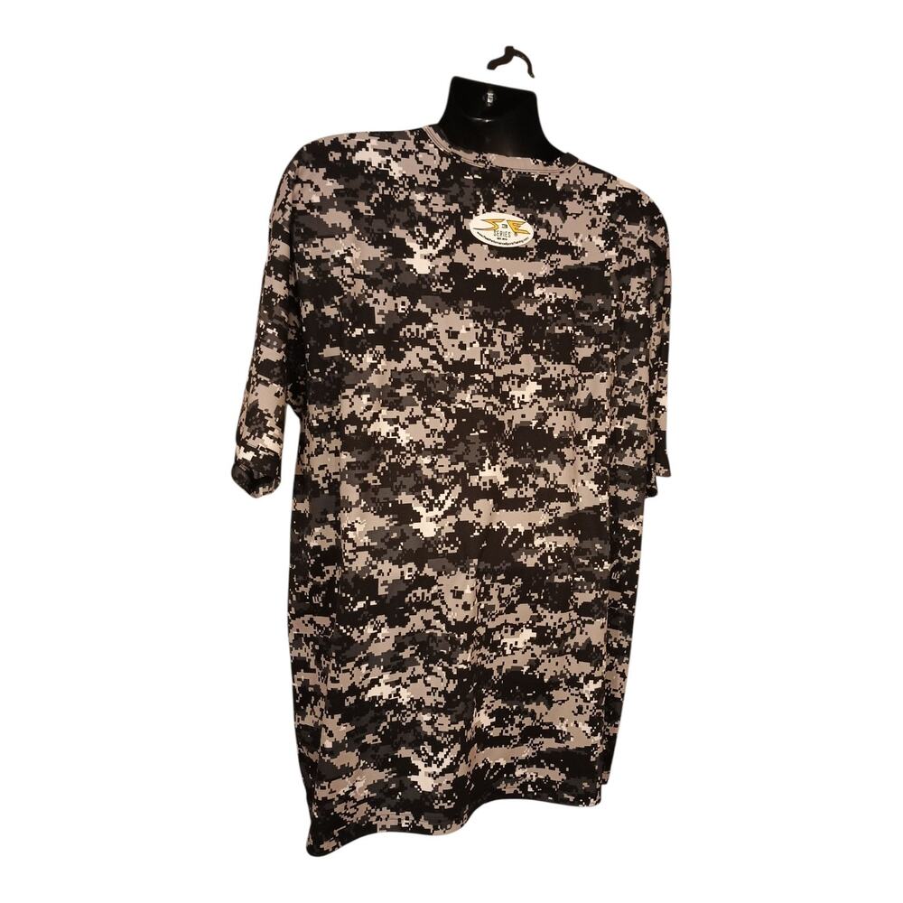 Badger Sport Men's Pirates Digital Camo Print Shirt 2XL Button Black Gray Yellow - Picture 3 of 8